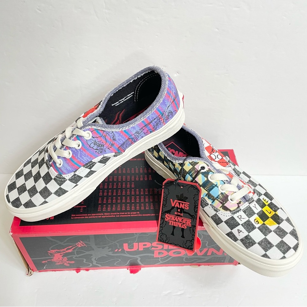 Vans Stranger Things Authentic Surfer Boy Pizza Checkerboard Shoes Womens Size 7